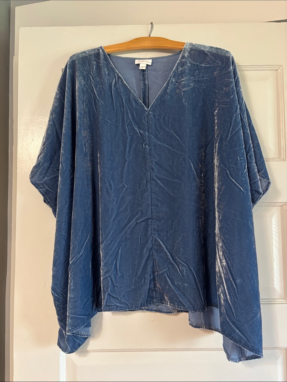 J. Jill Blue Velvet V-Neck Poncho Tunic